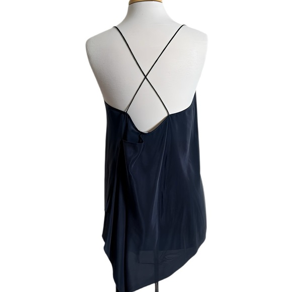Theory Vanissa Summer Silk Wrap Top Criss Cross Back in Navy Blue Women’s Large - Picture 7 of 11
